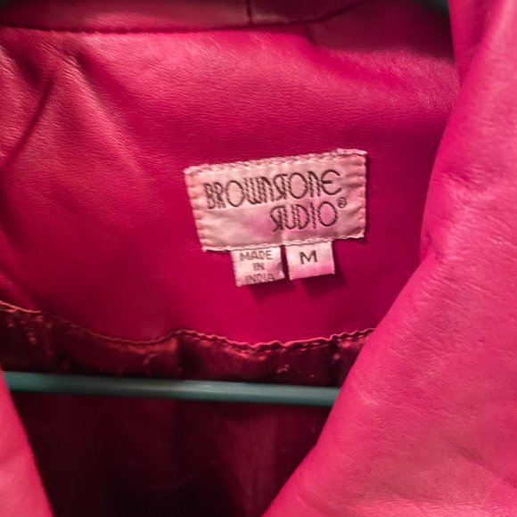 Lightly Used! Red Leather Jacket by Brownstone Studio  Size Medium - Picture 2 of 2